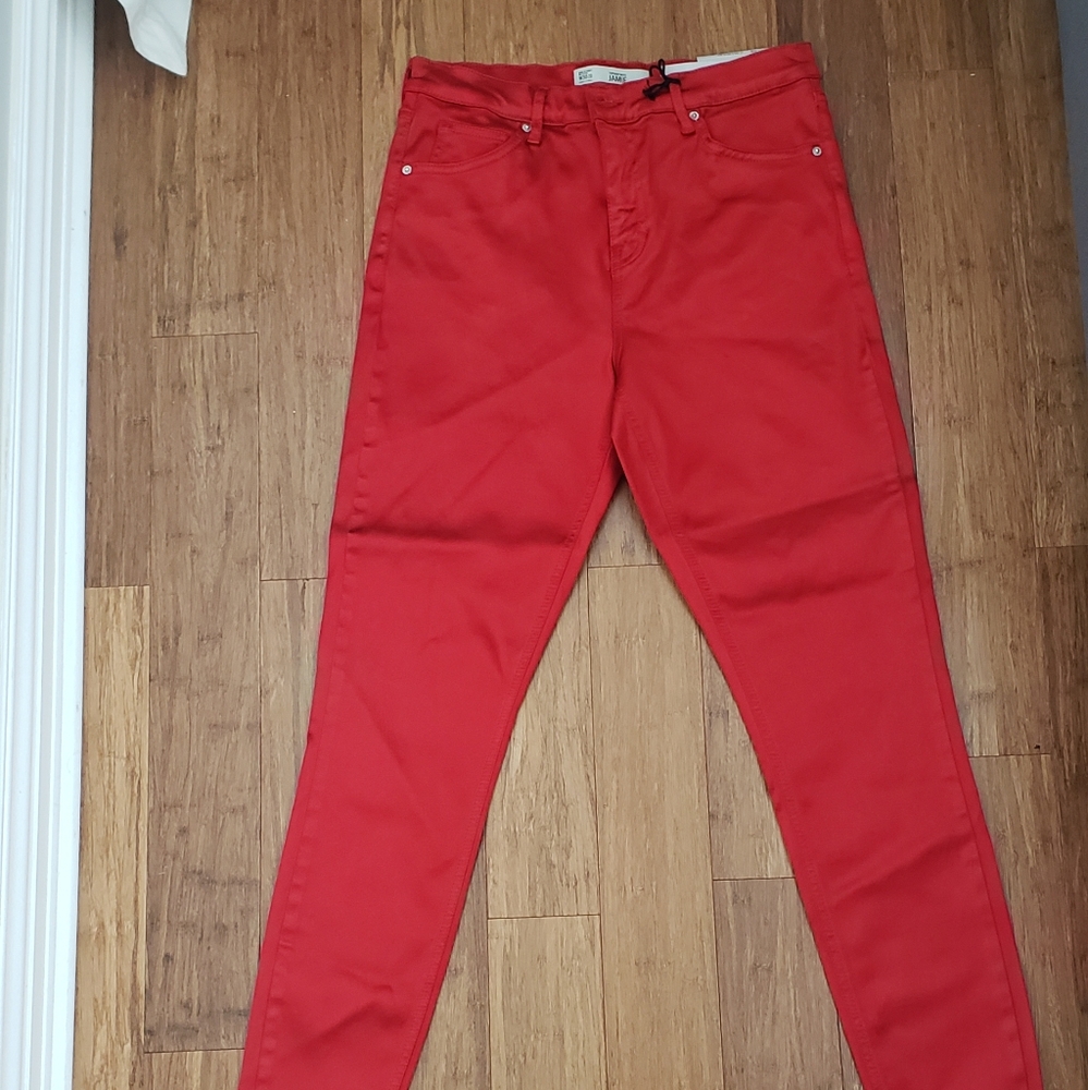 New! Red Shiny High Waist - Jamie Mot TopShop